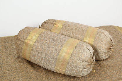 Banarasi Ethnic Diwan Set Cushion & Bolster Cover Silk & Woven Zari Brocade