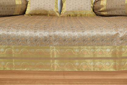 Banarasi Ethnic Diwan Set Cushion & Bolster Cover Silk & Woven Zari Brocade