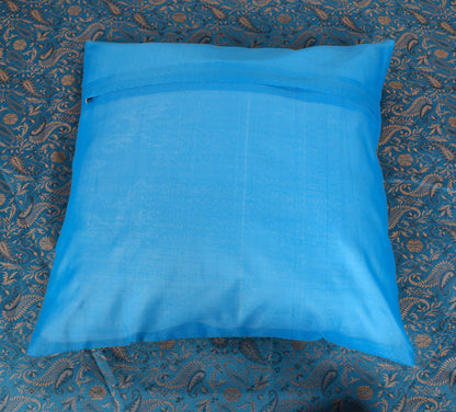 Turquoise Blue Banarasi Diwan Set Silk Zari Brocade Gift Cushion & Bolster Cover