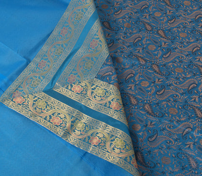 Turquoise Blue Banarasi Diwan Set Silk Zari Brocade Gift Cushion & Bolster Cover