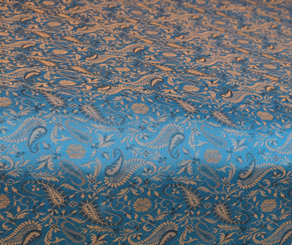 Turquoise Blue Banarasi Diwan Set Silk Zari Brocade Gift Cushion & Bolster Cover