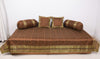 Dark Brown Banarasi Diwan Set Silk Zari Brocade Gift Cushion & Bolster Cover