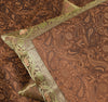 Dark Brown Banarasi Diwan Set Silk Zari Brocade Gift Cushion & Bolster Cover