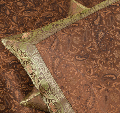 Dark Brown Banarasi Diwan Set Silk Zari Brocade Gift Cushion & Bolster Cover