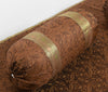 Dark Brown Banarasi Diwan Set Silk Zari Brocade Gift Cushion & Bolster Cover
