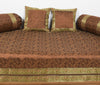 Dark Brown Banarasi Diwan Set Silk Zari Brocade Gift Cushion & Bolster Cover