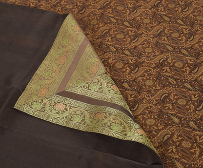 Dark Brown Banarasi Diwan Set Silk Zari Brocade Gift Cushion & Bolster Cover