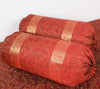 Red Banarasi Diwan Set– Silk Zari Brocade Indian Gift Cushions & Bolster Cover