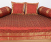 Red Banarasi Diwan Set– Silk Zari Brocade Indian Gift Cushions & Bolster Cover