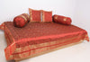 Red Banarasi Diwan Set– Silk Zari Brocade Indian Gift Cushions & Bolster Cover