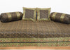 Banarasi Diwan Set Black Silk Zari Brocade Indian Gift Cushion & Bolster Cover