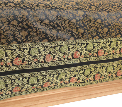 Banarasi Diwan Set Black Silk Zari Brocade Indian Gift Cushion & Bolster Cover