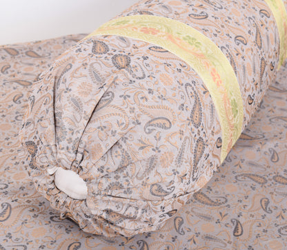 Off White Banarasi Diwan Set Silk Zari Brocade Indian Gift Cushion Bolster Cover