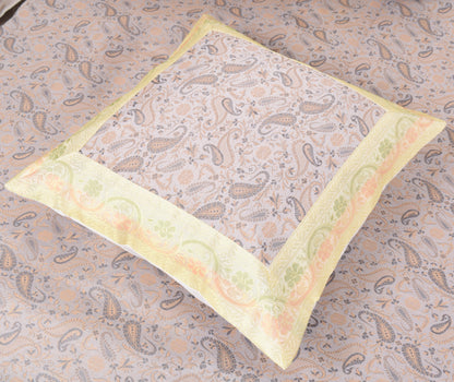 Off White Banarasi Diwan Set Silk Zari Brocade Indian Gift Cushion Bolster Cover