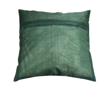 Banarasi Diwan Set Dark Green Silk Zari Brocade Indian Cushion & Bolster Cover