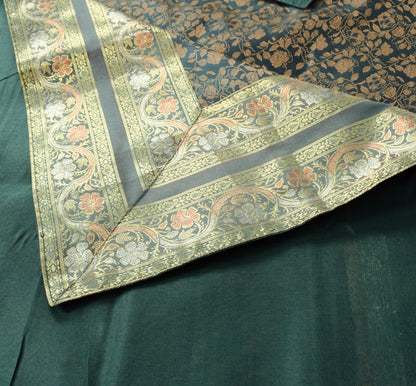 Banarasi Diwan Set Dark Green Silk Zari Brocade Indian Cushion & Bolster Cover