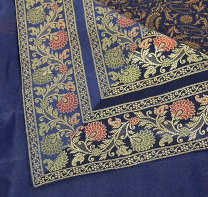 Dark Blue Diwan Set– Banarasi Silk Zari Brocade Indian Cushions & Bolster Cover