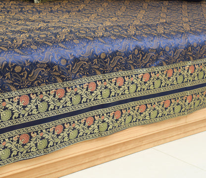 Dark Blue Diwan Set– Banarasi Silk Zari Brocade Indian Cushions & Bolster Cover