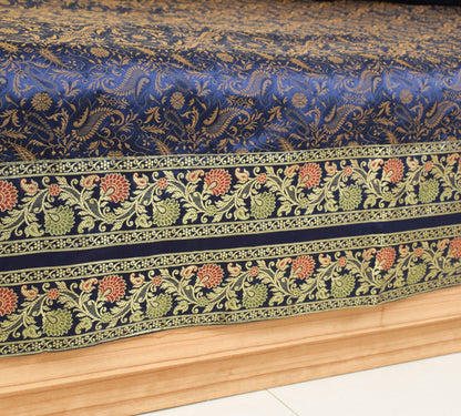 Dark Blue Diwan Set– Banarasi Silk Zari Brocade Indian Cushions & Bolster Cover