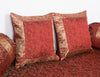 Maroon 5P Diwan Set– Banarasi Silk Zari Brocade Indian Cushions & Bolster Cover