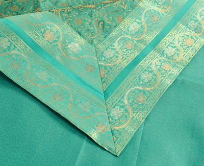 Teal Green Banarasi Diwan Set– Silk Zari Brocade Indian Cushions & Bolster Cover