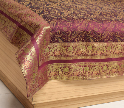 Wine Grace Diwan Set– Banarasi Silk Zari Brocade Indian Cushions & Bolster Cover