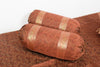 Brown Grace Diwan Set Banarasi Silk Zari Brocade Indian Cushions & Bolster Cover