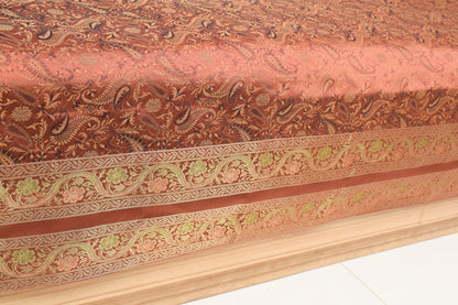 Brown Grace Diwan Set Banarasi Silk Zari Brocade Indian Cushions & Bolster Cover