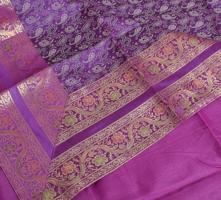 Banarasi Purple Diwan Set Cushion & Bolster Cover Silk & Woven Zari Brocade