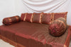 Maroon Banarasi Diwan Set Cushion & Bolster Cover Silk & Woven Zari Brocade