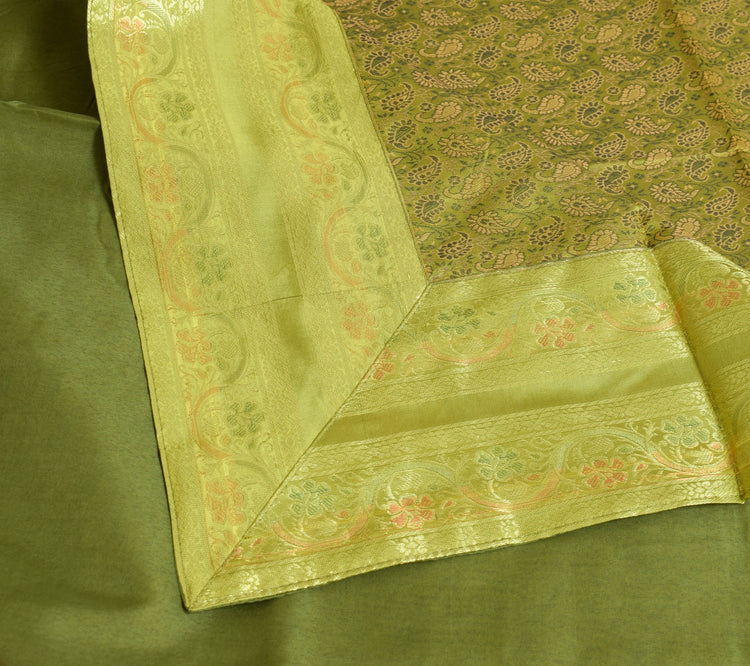 Banarasi Diwan Set Cushion & Bolster Cover Green Silk & Woven Zari Brocade