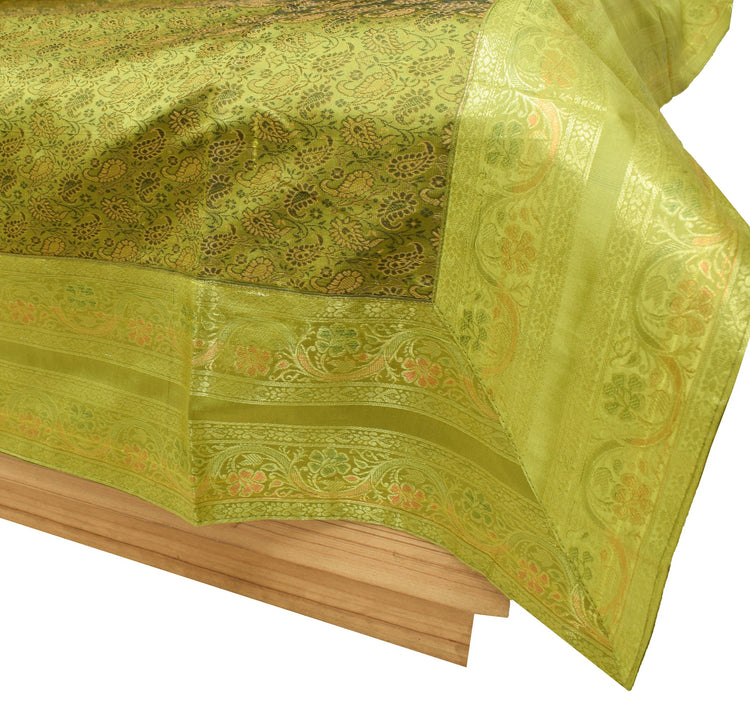 Banarasi Diwan Set Cushion & Bolster Cover Green Silk & Woven Zari Brocade