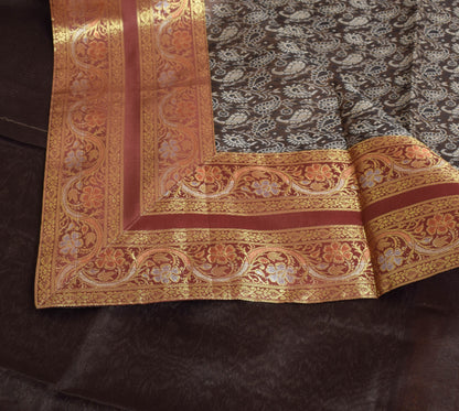 Banarasi Diwan Set Cushion & Bolster Cover Silk & Woven Zari Brocade Brown