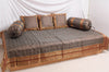 Banarasi Diwan Set Cushion & Bolster Cover Silk & Woven Zari Brocade Brown