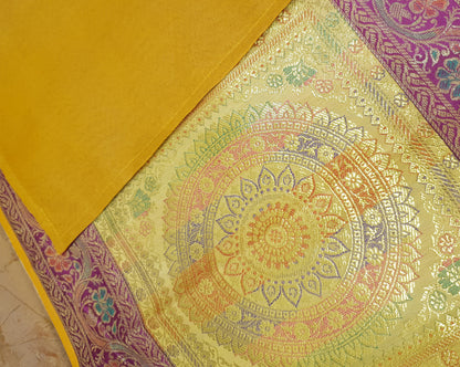 Dining Table Runner Wall Tapestry Woven Zari Brocade Banarasi Cover Multi-Color