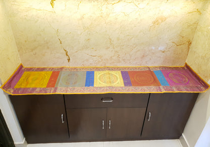 Dining Table Runner Wall Tapestry Woven Zari Brocade Banarasi Cover Multi-Color