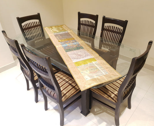 Dining Table Runner Wall Tapestry Woven Zari Brocade Banarasi Cover Multi