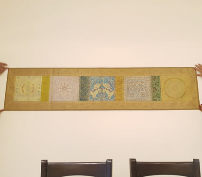 Dining Table Runner Wall Tapestry Woven Zari Brocade Banarasi Cover Multi