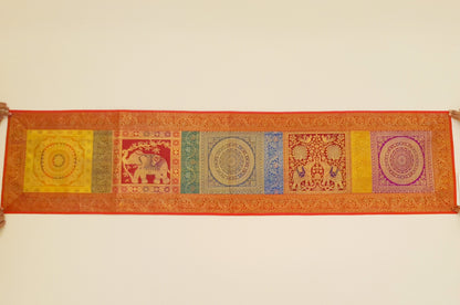 Dining Table Runner Wall Tapestry Woven Zari Brocade Banarasi Cover Multi 11