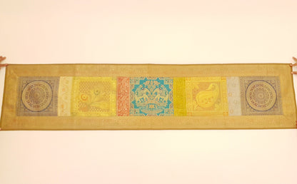 Dining Table Runner Wall Tapestry Woven Zari Brocade Banarasi Cover Multi-Color
