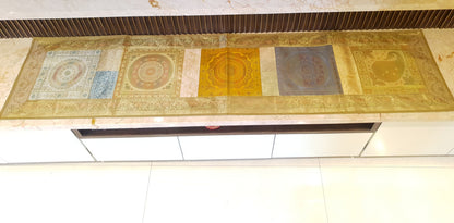 Dining Table Runner Wall Tapestry Woven Zari Brocade Banarasi Cover Multi-Color