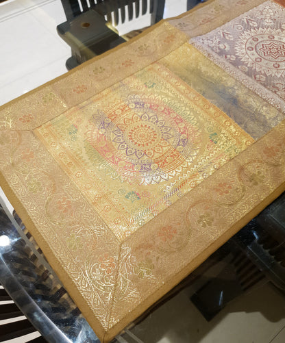 Dining Table Runner Wall Tapestry Woven Zari Brocade Banarasi Cover Multi-Color