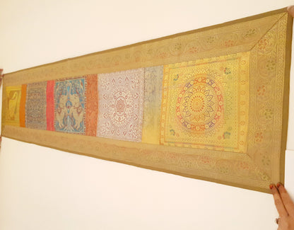 Dining Table Runner Wall Tapestry Woven Zari Brocade Banarasi Cover Multi-Color