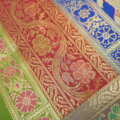 Dining Table Runner Elephnat Woven Zari Brocade Decor Banarasi Cover Multi Color