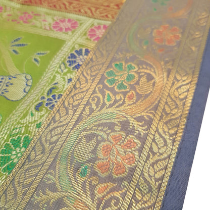 Dining Table Runner Elephnat Woven Zari Brocade Decor Banarasi Cover Multi Color