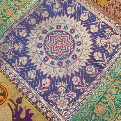 Dining Table Runner Mandala Woven Zari Brocade Banarasi Decor Cover Multi color