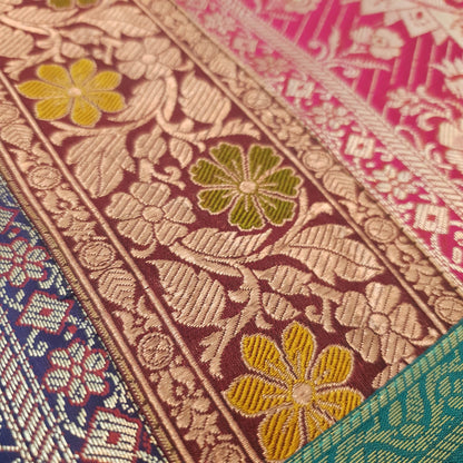 Dining Table Runner Mandala Woven Zari Brocade Banarasi Decor Cover Multi color