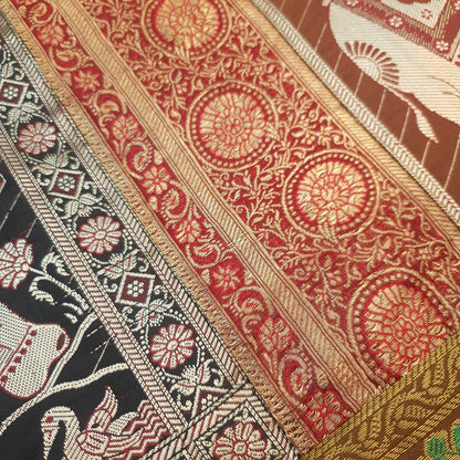 Dining Table Runner Elephant Woven Zari Brocade Banarasi Cover Multi Color