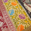 Dining Table Runner Elephant Woven Zari Brocade Banarasi Cover Multi Color