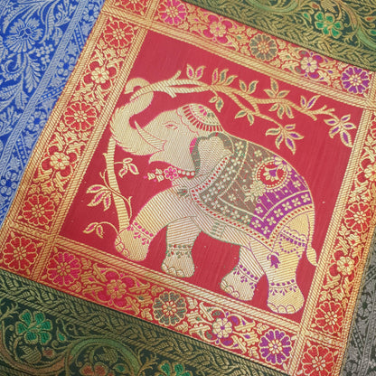 Dining Table Runner Floral Zari Brocade Banarasi Cover Mandala Woven Multi Color